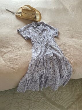 Lauren Ralph Lauren Lavender Floral Tiered Shirt Dress